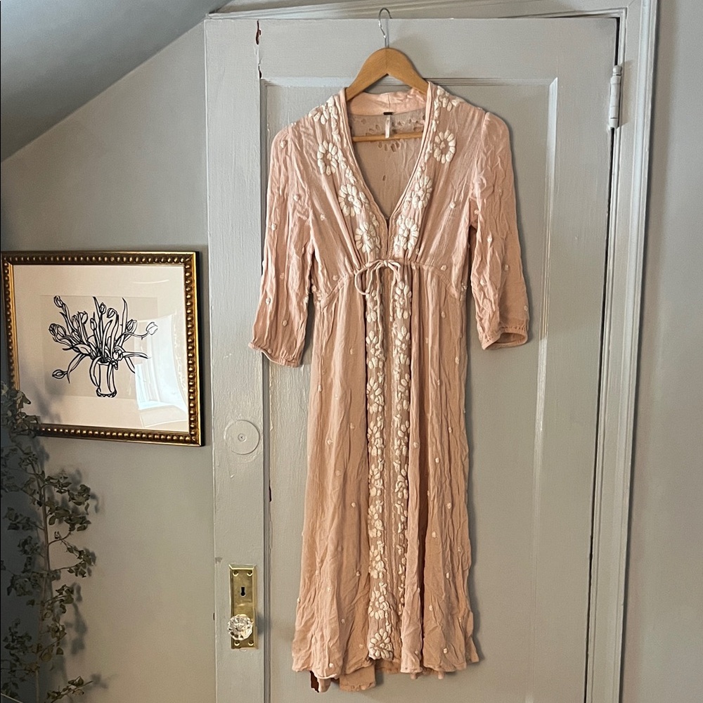 Free People Embroidered Midi Dress Small